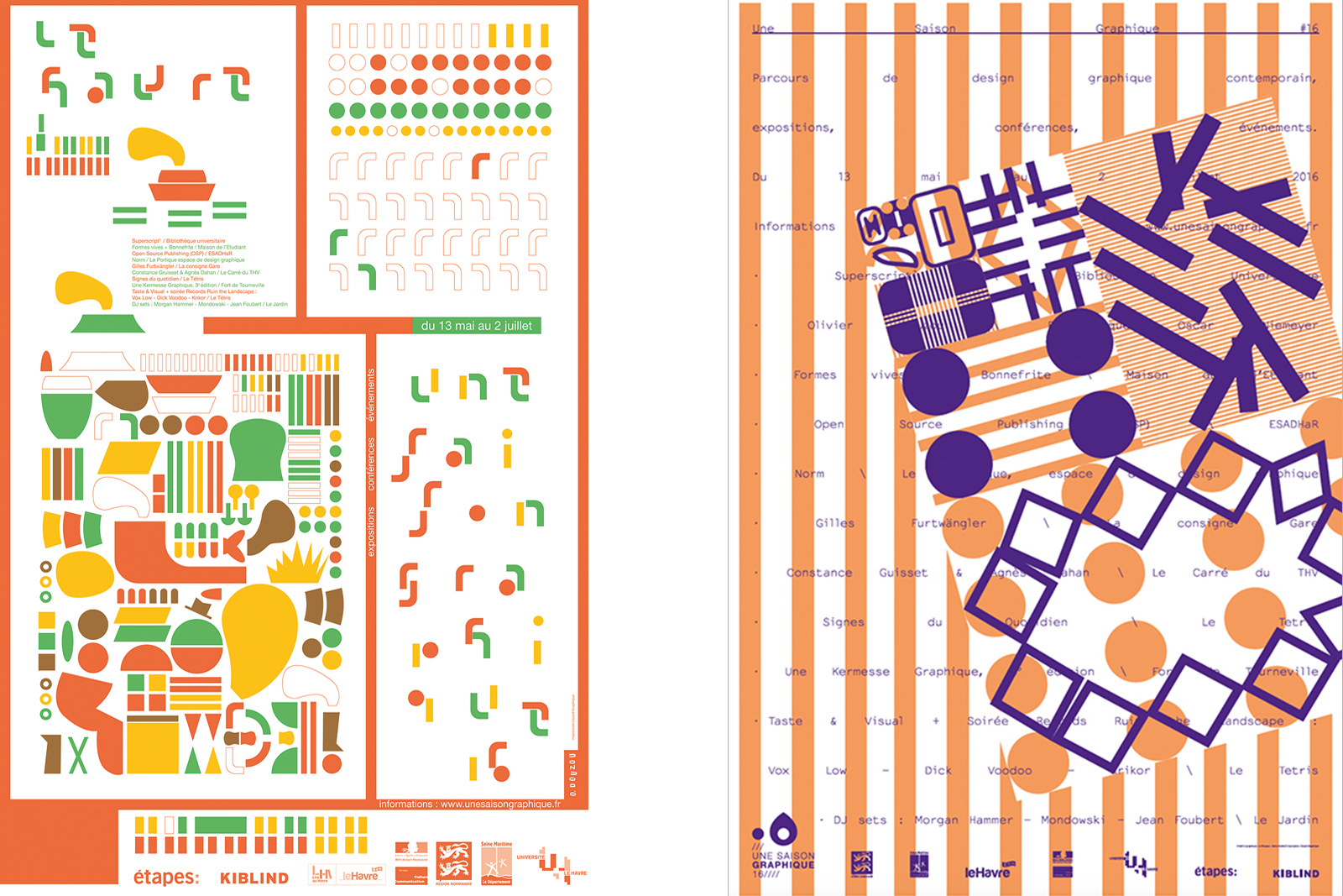 poster by Olivier Douzou. Right poster by Julien-Gobied.